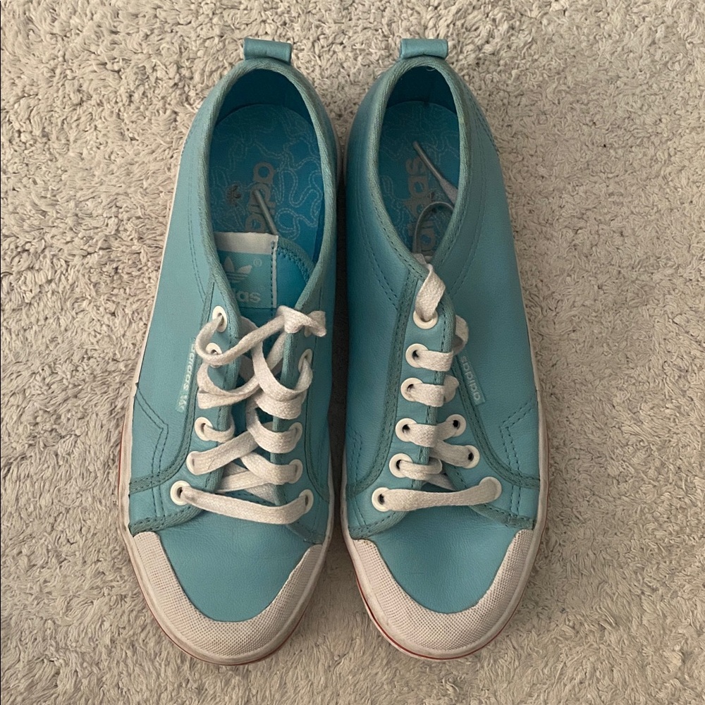 Adidas Light Blue Women's Casual Lace-Up Canvas Sneakers